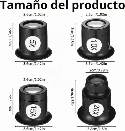 Vista 3 de Lupa monocular portátil, lupa de mano, cúpula óptica, lupa para ojos, lupa para joyas, monedas, circuito óptico textil, 4