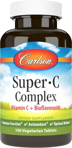 Vista 9 de Carlson - Complejo Super-C, vitamina C + bioflavonoides, función inmune y bienestar óptimo, antioxidante, 100 tabletas vegetarianas (paquete de 2)