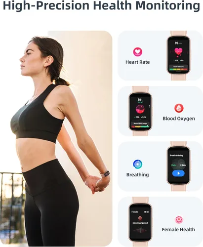 Vista 3 de Parsonver Rastreador de actividad física con contador de pasos/calorías/cronómetro, rastreador de actividad de salud con monitor de sueño de Oro rosa