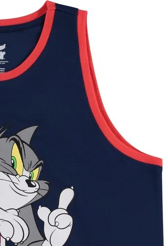 Vista 4 de Camiseta de baloncesto de Tom & Jerry para hombre, camiseta clásica de malla Hanna-Barbera, camiseta sin mangas de malla de dibujos animados vintage