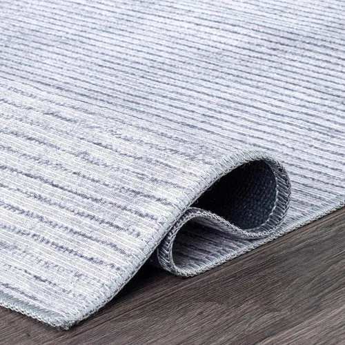 Vista 4 de Rugshop Alfombra contemporánea envejecida resistente a las manchas, tejido plano, ecológico, reciclado, lavable a máquina, 3 pies 3 pulgadas x 5 Gris