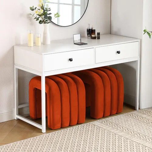 Vista 23 de Taburete otomano multifuncional, reposapiés para sofá, taburete de tocador moderno para sala de maquillaje, sala de estar y entrada, taburete