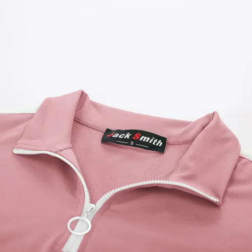 Vista 4 de JACK SMITH Camisa de golf de manga corta para mujer, que absorbe la humedad, camiseta polo deportiva con cremallera, protección solar, tallas S-XXL