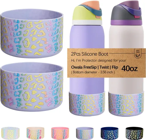 Vista 35 de WK IEASON 2 fundas de silicona para botella de agua Owala, base protectora para botella de agua Owala FreeSip Twist y Flip Flask accesorios para 3D