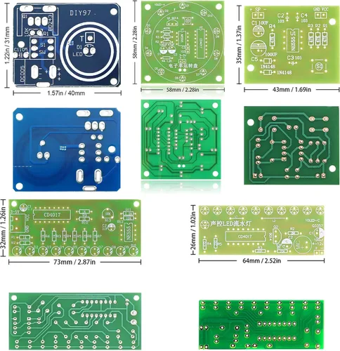Vista 5 de Kit de Práctica de Soldadura 5 en 1 Mini Bobina Tesla Musical, Luz Fluida Enchufable, Timbre, Luz Fluida Activada por Sonido, y Rueda de Ruleta