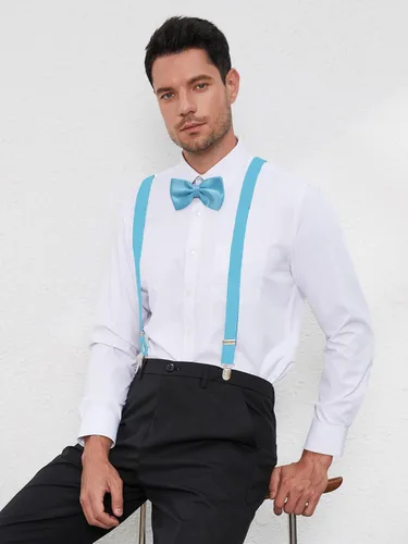 Vista 77 de habibee Color sólido para hombre en forma de Y con clips fuertes tirantes ajustables