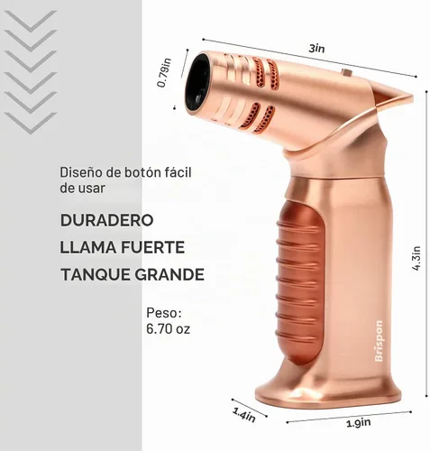 Vista 5 de Encendedor de antorcha, Quad 4 Jet Flame a prueba de viento de butano recargable con bloqueo de seguridad para cocina, parrilla, barbacoa, vela