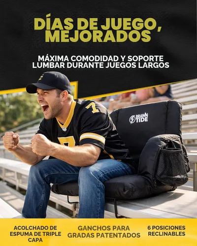 Vista 3 de BRAWNTIDE - Asiento de estadio para gradas con soporte de espalda, cojín de espuma de 3 pulgadas