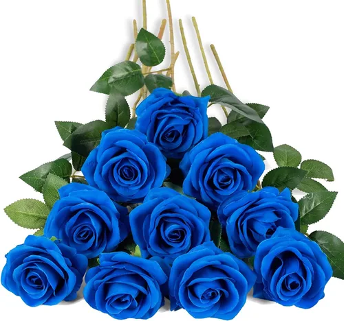 Vista 42 de DuHouse 10 rosas falsas de seda artificial, color morado otoñal Púrpura Otoño