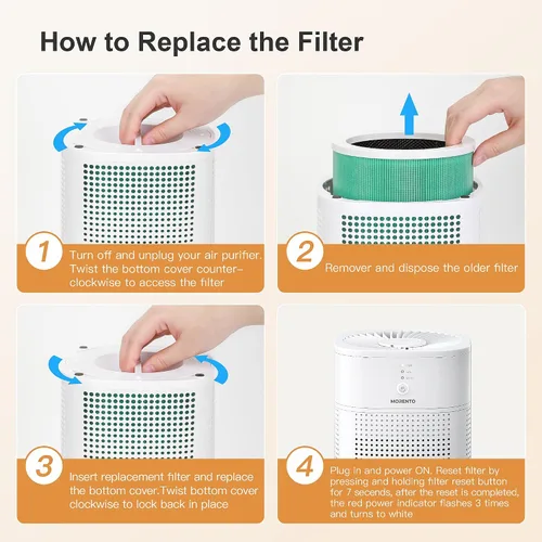 Vista 9 de MORENTO HY1800 - Filtro de repuesto para purificador de aire auténtico, filtro HEPA Ture para purificador de aire HY1800, carbón activado