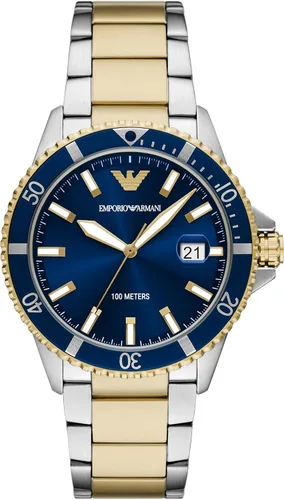 Vista 9 de Emporio Armani World Explorer Dive-Inspired Men's Watch with Stainless Steel, Silicone or Leather Band