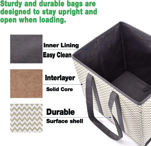 Vista 9 de NERUB Bolsas reutilizables para comestibles, resistentes con parte inferior reforzada, bolsas de compras grandes plegables para comestibles