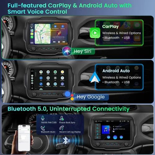 Vista 4 de XTRONS Estéreo para automóvil Linux de 9 pulgadas, Jeep Renegade 2015-2020
