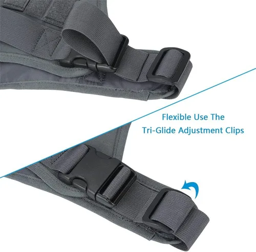 Vista 6 de EXCELLENT ELITE SPANKER Arnés táctico para perro, arnés militar para perro de trabajo, chaleco de entrenamiento ajustable Molle Patrol K9, arnés gris