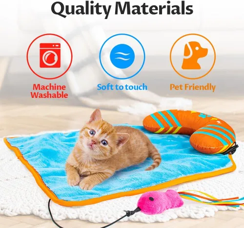 Vista 5 de Tapete 2 en 1 para gatos con almohada para gatos pequeños, medianos y grandes, lindos juguetes de hierba gatera para gatos, juguetes de felpa suave