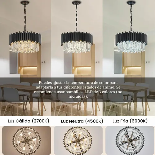 Vista 7 de Candelabro de cristal negro de 20 pulgadas con luces colgantes