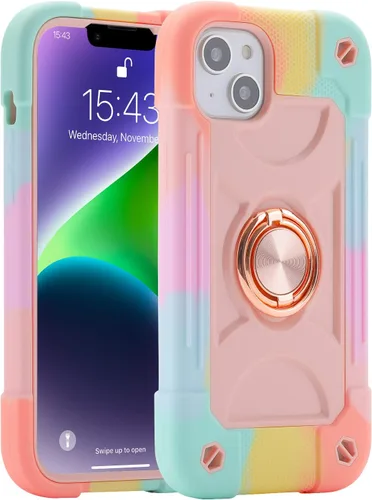 Vista 14 de MARKILL Funda compatible con iPhone 14 Plus de 6.7 pulgadas con soporte de anillo giratorio de 360 grados, protección contra caídas de grado
