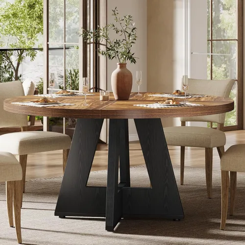 Vista 10 de Tribesigns Mesa de Comedor Redonda de 47 Pulgadas Mesa de Cocina de Madera para Comedor, Mesas de Dinner Room de 47" para 4-6, Muebles de Acento