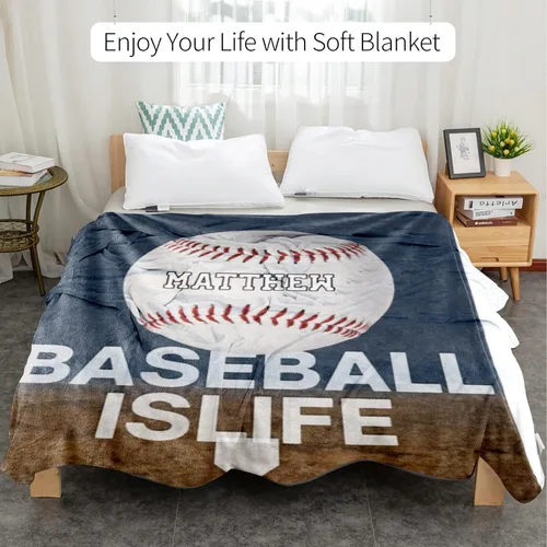 Vista 6 de Manta suave personalizada para bebés: manta de diseño de béisbol personalizada para niños con nombre y número, regalos de ropa de cama para bebés