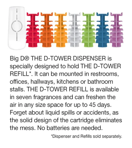 Vista 5 de Big D 523 The D-Tower - Recambio de fragancia Mountain Air, azul (paquete de 12) – Dura hasta 45 días – Ambientador ideal para baños, oficinas