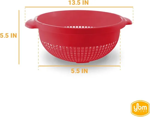Vista 2 de YBM Home Colador Escurridor de Plástico Profundo con Mango – Hecho de Plástico Seguro para Alimentos Libre de BPA - Duradero y Apto