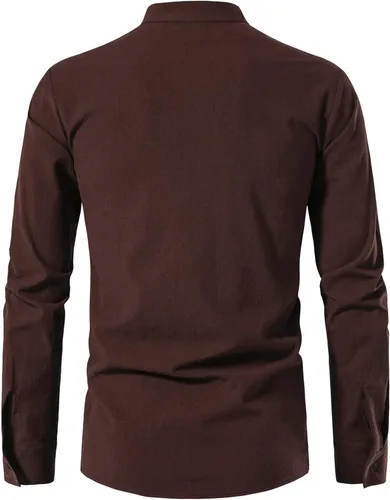 Vista 3 de LucMatton - Camisas de manga larga de estilo retro de algodón 100% para hombres de estilo medieval, vikingo o hippie