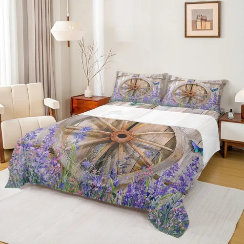 Vista 10 de Erosebridal Juego de sábanas rústicas de granja, tamaño individual, diseño de mariposa y girasol, para niños y adultos, estilo retro, grunge, verde