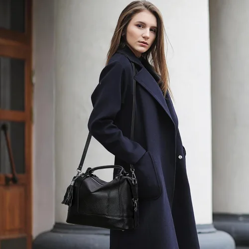 Vista 20 de Heshe - Bolsa de hombro de piel para mujer, con asa superior, bolsa cruzada