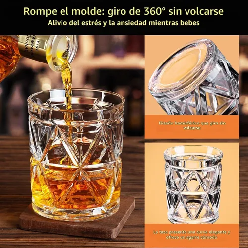 Vista 4 de Vasos de whisky, vaso de bourbon de 9.5 onzas, juego de 2 vasos de whisky, vasos de whisky, vasos de whisky, vasos de roca para bourbon, whisky