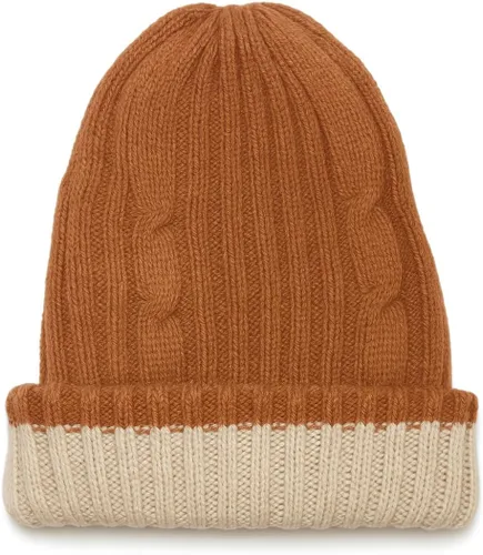 Vista 6 de TINKUY Alpaca Wool Men's & Women's Reversible - Cuffed Slouchy, Beanie Hat, Unisex, One Size beige/camel
