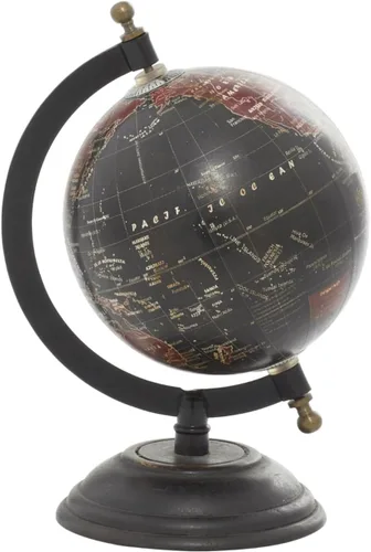 Vista 2 de Deco 79 Globo de madera de mango, 6 x 5 x 9 pulgadas, negro