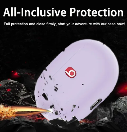 Vista 4 de Miimall Compatible con Beats Studio Buds + funda, [diseño de puerto de carga] [llavero antipérdida] Funda protectora de silicona suave a prueba