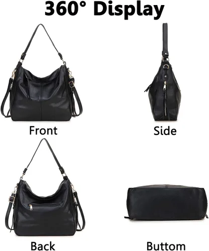 Vista 7 de VX VONXURY Bolsos Hobo para mujer, bolso de mano de piel sintética para mujer, bolso de hombro mediano con bolsillos laterales para el trabajo