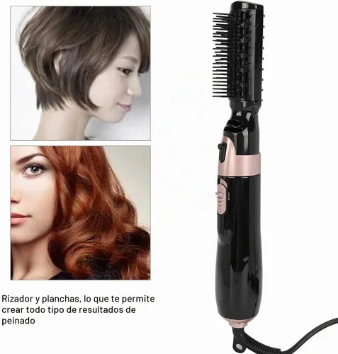 Vista 6 de Cepillo secador de pelo 4 en 1, cepillo de aire caliente, rizador combinado con cabezales intercambiables, juego de cepillos para rizador automático