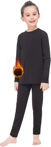 Vista 12 de MANCYFIT Conjunto de ropa interior térmica para niñas, con forro polar largo, capa base ultra suave Rosa bebé