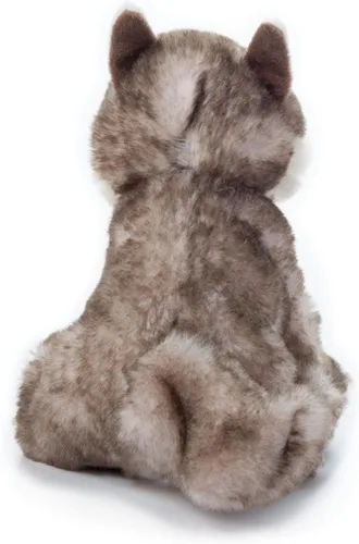 Vista 3 de The Petting Zoo Peluche de lobo de madera, regalos para niños, animales salvajes de Onez Babiez, juguete de peluche de lobo de 6 pulgadas