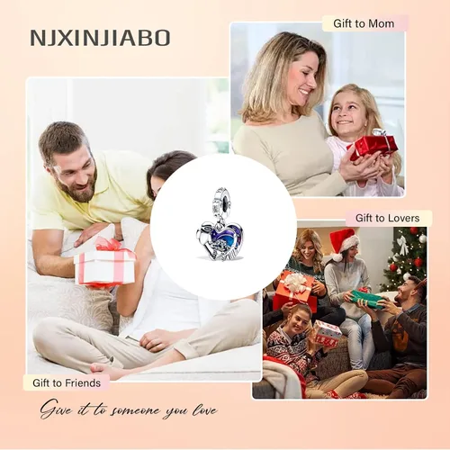 Vista 6 de NJXINJIABO Movie Hero y dije de corazón de graduación 2023 para mujer, pulsera y collar de plata de ley 925, dije colgante, joyería de regalo