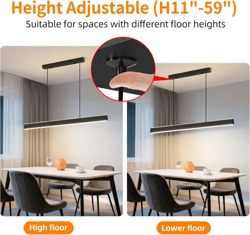 Vista 2 de Lámpara de araña moderna, lámpara colgante LED de 39 pulgadas con control remoto de 3000 a 6500 K, temperatura de color ajustable, lámpara
