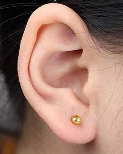 Vista 3 de Kit de perforación de oreja, 2 piezas, sin dolor, fácil de usar en casa, kit de pistola de perforación de oreja con aretes (dorado)