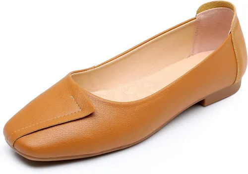Vista 31 de VenusCelia - Zapatos bajos de baile para mujer Beige (Beige PU)
