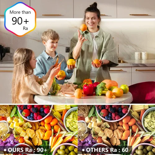 Vista 8 de Wefomey Tira de luces LED blancas, luz de cinta flexible regulable brillante de 24 V con control remoto y aplicación, fuente de alimentación