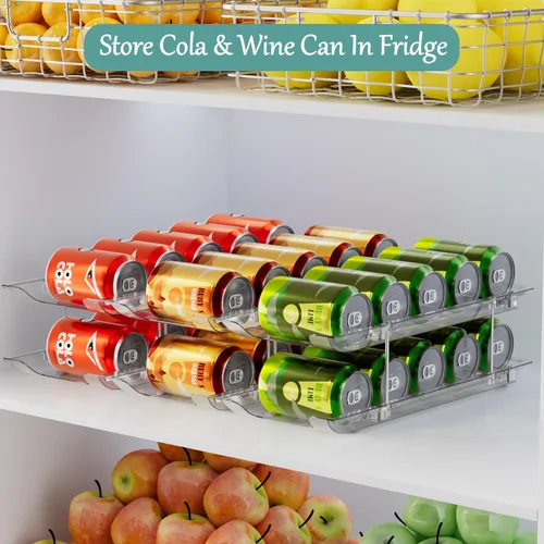 Vista 7 de Organizador de almacenamiento de latas para despensa, soportes para latas para despensa, dispensador de alimentos enlatados, estante de plástico