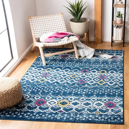 Vista 62 de SAFAVIEH Amsterdam Collection Alfombra Decorativa - 2.3 pies x 4 pies, Negro & Multi, Diseño Marroquí Bohemio, Sin Desprendimiento y Fácil Cuidado