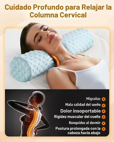Vista 4 de Almohada redonda de espuma viscoelástica de 5 pulgadas, almohada cervical Velvet Dots Azul
