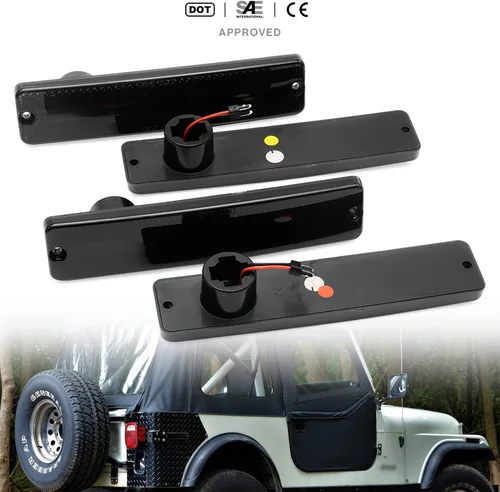 Vista 2 de Luces de marcador laterales LED de repuesto para 1972-1986 J'eep CJ5 CJ7, 1984-1991 Grand Wagoneer J10 J20 Pickup ámbar delantero rojo trasero