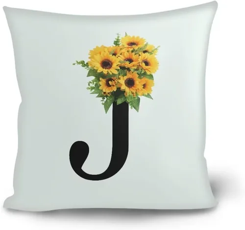 Vista 11 de Fundas de almohada decorativas del alfabeto, fundas de almohada con estampado floral de la letra B, fundas de almohada cuadradas suaves, fundas