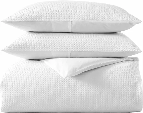 Vista 22 de Vera Wang - Juego de funda de edredón tamaño Queen, juego de ropa de cama de algodón suave con fundas a juego, cierre de botón, elementos esenciales