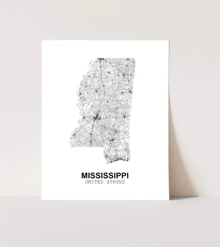 Vista 2 de Eleville 8 x 10 sin marco Mississippi Estados Unidos vista del país camino abstracto mapa moderno impresión arte póster pared oficina decoración