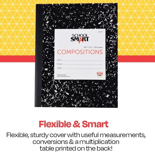 Vista 8 de School Smart Libro de composición a rayas de cubierta flexible, 60 hojas, 9-3/4 x 7-1/2 pulgadas