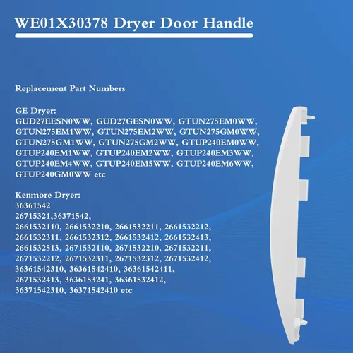 Vista 3 de WE01X30378 Manija de puerta de secadora para GE GUD27ESSMWW GUD27ESSM1WW – Reemplaza WE01X25878, WE1M1068, 4958906, AP6983534, PS12743305
